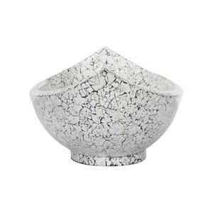 Chelsea House Crackled Long Bowl—Handmade Upcycled Eggshell Centerpiece, Black & White Crackle Finish, 19.75" Wide Elegant Decor 385997