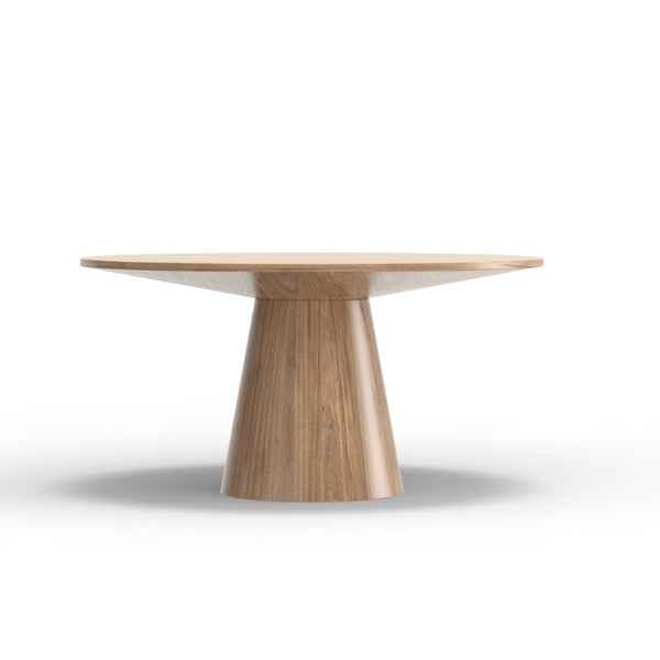 Alpine Furniture Cove 59" Round Dining Table — Handcrafted Malaysian Hardwood Pedestal, Mid-Century Modern Style Natural 3859NAT-01
