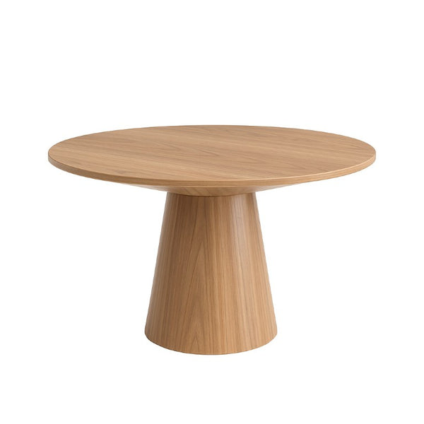 Alpine Furniture Cove 59" Round Dining Table — Handcrafted Malaysian Hardwood Pedestal, Mid-Century Modern Style Natural 3859NAT-01