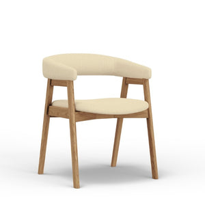 Alpine Furniture Cove Curved Back Dining Chair Set Of 2 — Upholstered Comfort, Solid Rubberwood Frame, Ergonomic Style Natural 3859NAT-03