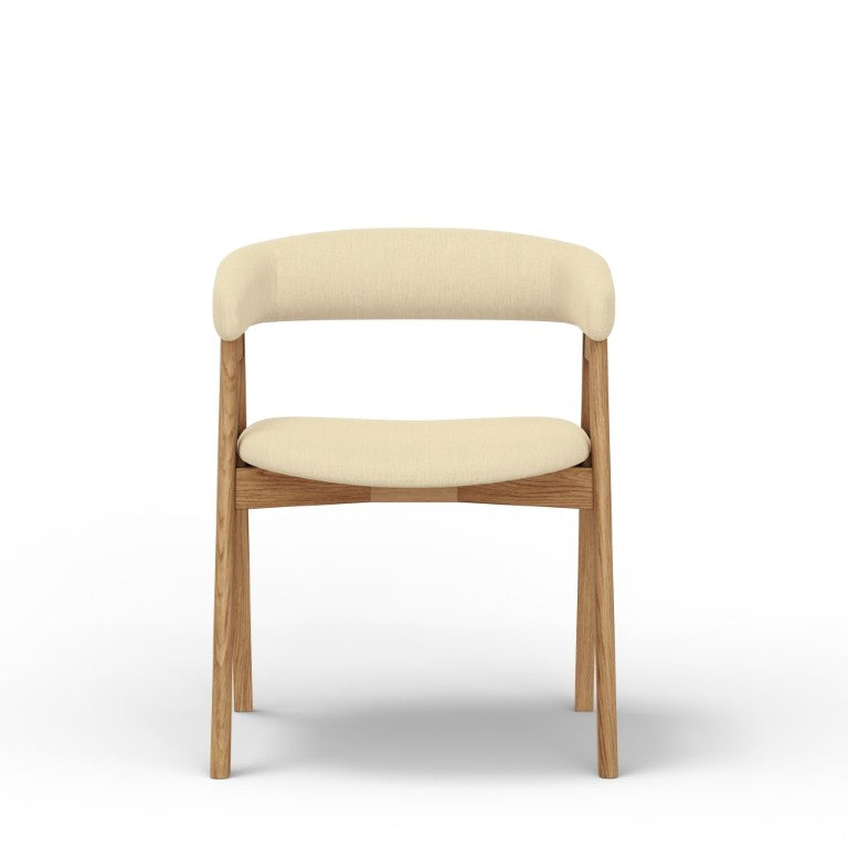 Alpine Furniture Cove Curved Back Dining Chair Set Of 2 — Upholstered Comfort, Solid Rubberwood Frame, Ergonomic Style Natural 3859NAT-03