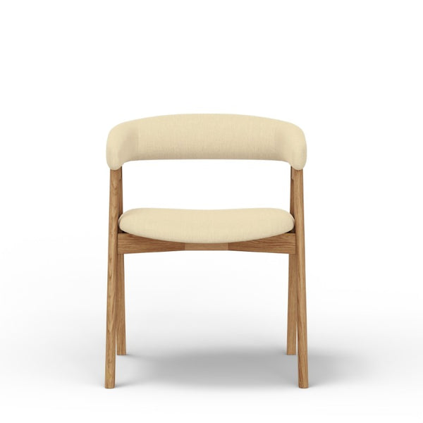 Alpine Furniture Cove Curved Back Dining Chair Set Of 2 — Upholstered Comfort, Solid Rubberwood Frame, Ergonomic Style Natural 3859NAT-03