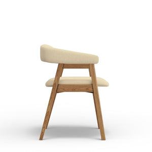 Alpine Furniture Cove Curved Back Dining Chair Set Of 2 — Upholstered Comfort, Solid Rubberwood Frame, Ergonomic Style Natural 3859NAT-03