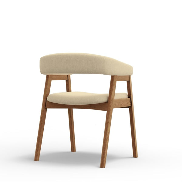 Alpine Furniture Cove Curved Back Dining Chair Set Of 2 — Upholstered Comfort, Solid Rubberwood Frame, Ergonomic Style Natural 3859NAT-03