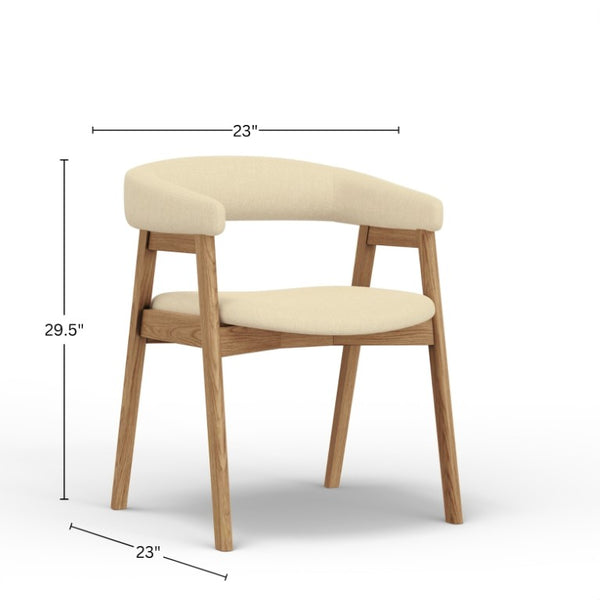 Alpine Furniture Cove Curved Back Dining Chair Set Of 2 — Upholstered Comfort, Solid Rubberwood Frame, Ergonomic Style Natural 3859NAT-03