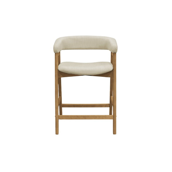 Alpine Furniture Cove Counter Height Chairs Set Of 2 — Mid-Century Padded Seats, Solid Rubberwood Frame, Ergonomic Comfort Natural 3859NAT-43
