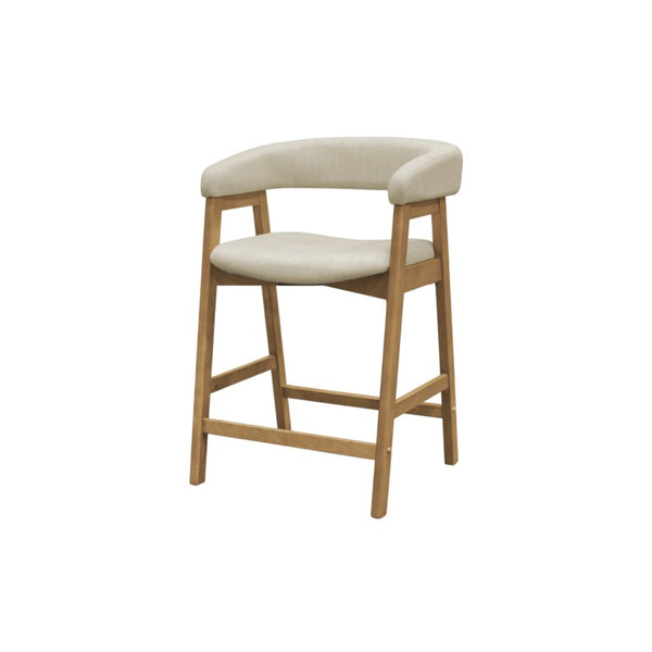 Alpine Furniture Cove Counter Height Chairs Set Of 2 — Mid-Century Padded Seats, Solid Rubberwood Frame, Ergonomic Comfort Natural 3859NAT-43