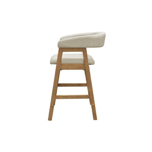 Alpine Furniture Cove Counter Height Chairs Set Of 2 — Mid-Century Padded Seats, Solid Rubberwood Frame, Ergonomic Comfort Natural 3859NAT-43
