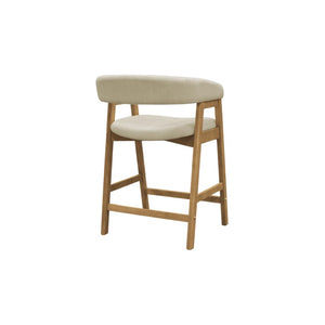 Alpine Furniture Cove Counter Height Chairs Set Of 2 — Mid-Century Padded Seats, Solid Rubberwood Frame, Ergonomic Comfort Natural 3859NAT-43