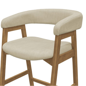Alpine Furniture Cove Counter Height Chairs Set Of 2 — Mid-Century Padded Seats, Solid Rubberwood Frame, Ergonomic Comfort Natural 3859NAT-43