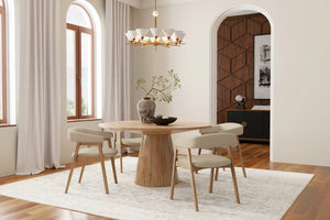 Alpine Furniture Cove Curved Back Dining Chair Set Of 2 — Upholstered Comfort, Solid Rubberwood Frame, Ergonomic Style Natural 3859NAT-03