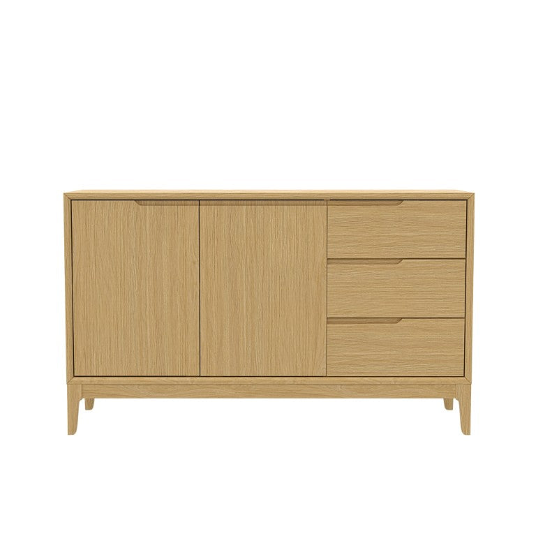 Alpine Furniture Cove Elegant Sideboard With Soft-Close Drawers, Roomy Cabinets, Durable Mindy Wood, Versatile Style Light Oak 3859OAK-06