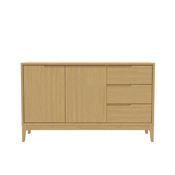 Alpine Furniture Cove Elegant Sideboard With Soft-Close Drawers, Roomy Cabinets, Durable Mindy Wood, Versatile Style Light Oak 3859OAK-06