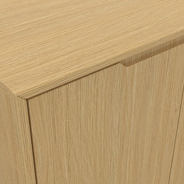 Alpine Furniture Cove Elegant Sideboard With Soft-Close Drawers, Roomy Cabinets, Durable Mindy Wood, Versatile Style Light Oak 3859OAK-06
