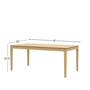 Alpine Furniture Cove Rectangular Dining Table With Tapered Legs And Durable Mindy Wood Construction For Entertaining Light Oak 3859OAK-72