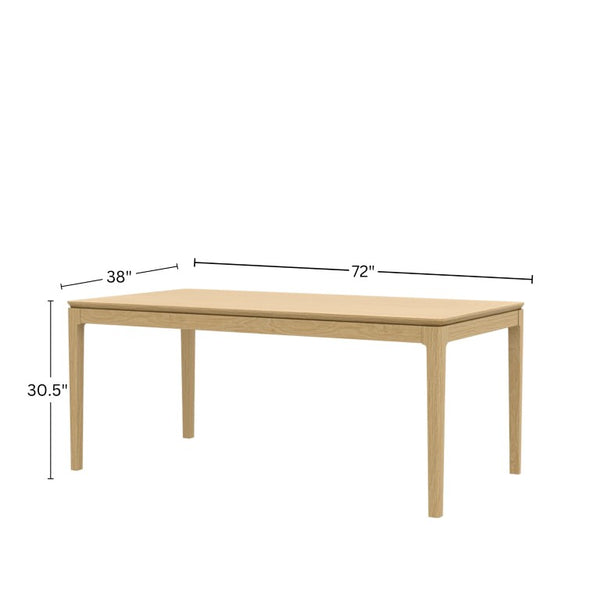 Alpine Furniture Cove Rectangular Dining Table With Tapered Legs And Durable Mindy Wood Construction For Entertaining Light Oak 3859OAK-72