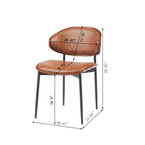 English Elm Mid-Century Modern Dining Chairs Set Of 2 – Chic Italian Bentwood With Luxe Pu Leather & Metal Legs N842P290053D