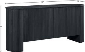 Meridian Furniture Belinda Fluted Oak Veneer Sideboard Buffet with Sleek Finish for Modern Dining Room Storage Black 385Black