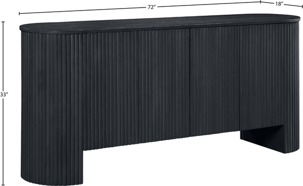 Meridian Furniture Belinda Fluted Oak Veneer Sideboard Buffet with Sleek Finish for Modern Dining Room Storage Black 385Black