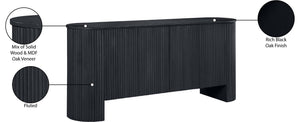 Meridian Furniture Belinda Fluted Oak Veneer Sideboard Buffet with Sleek Finish for Modern Dining Room Storage Black 385Black