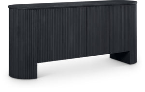 Meridian Furniture Belinda Fluted Oak Veneer Sideboard Buffet with Sleek Finish for Modern Dining Room Storage Black 385Black