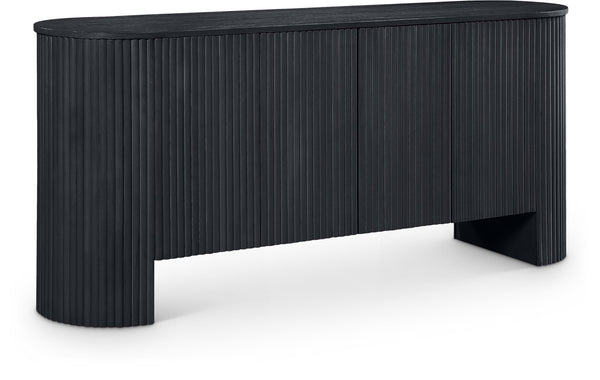 Meridian Furniture Belinda Fluted Oak Veneer Sideboard Buffet with Sleek Finish for Modern Dining Room Storage Black 385Black