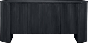 Meridian Furniture Belinda Fluted Oak Veneer Sideboard Buffet with Sleek Finish for Modern Dining Room Storage Black 385Black