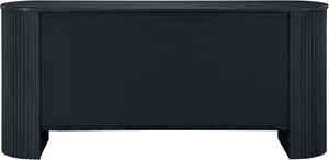 Meridian Furniture Belinda Fluted Oak Veneer Sideboard Buffet with Sleek Finish for Modern Dining Room Storage Black 385Black