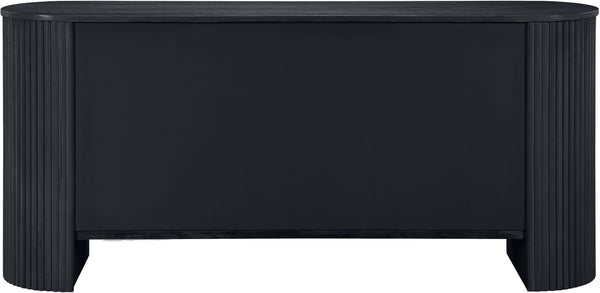 Meridian Furniture Belinda Fluted Oak Veneer Sideboard Buffet with Sleek Finish for Modern Dining Room Storage Black 385Black