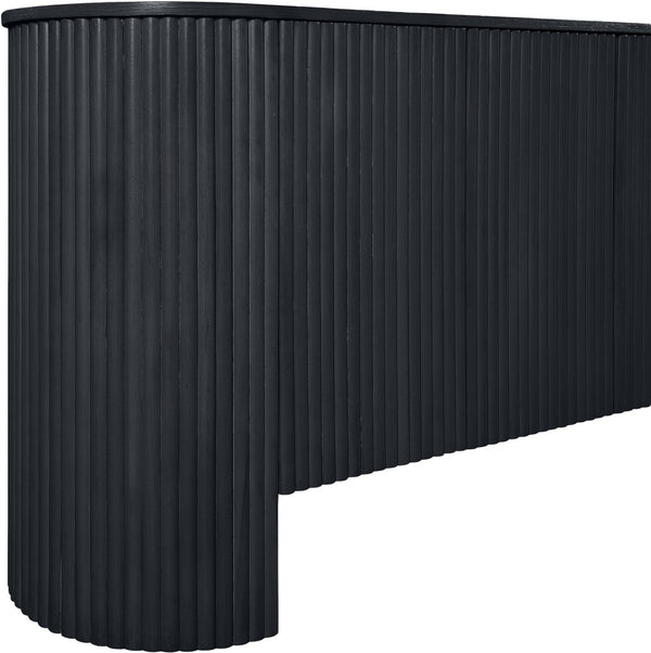 Meridian Furniture Belinda Fluted Oak Veneer Sideboard Buffet with Sleek Finish for Modern Dining Room Storage Black 385Black