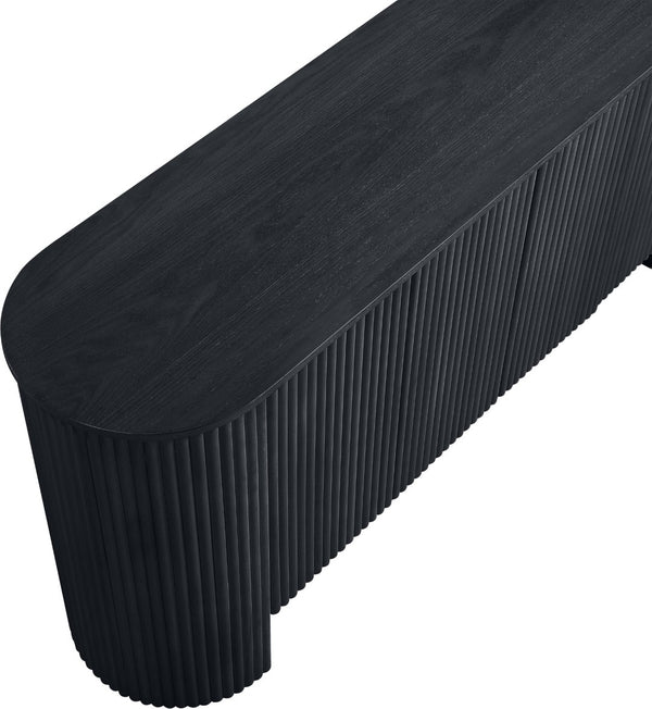 Meridian Furniture Belinda Fluted Oak Veneer Sideboard Buffet with Sleek Finish for Modern Dining Room Storage Black 385Black