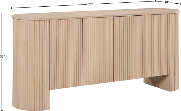 Meridian Furniture Belinda Fluted Oak Veneer Sideboard Buffet with Sleek Finish for Modern Dining Room Storage Oak 385Oak