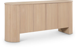 Meridian Furniture Belinda Fluted Oak Veneer Sideboard Buffet with Sleek Finish for Modern Dining Room Storage Oak 385Oak