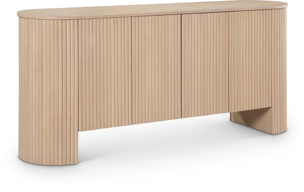 Meridian Furniture Belinda Fluted Oak Veneer Sideboard Buffet with Sleek Finish for Modern Dining Room Storage Oak 385Oak