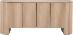 Meridian Furniture Belinda Fluted Oak Veneer Sideboard Buffet with Sleek Finish for Modern Dining Room Storage Oak 385Oak