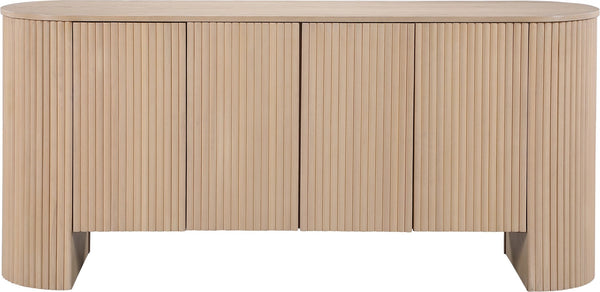 Meridian Furniture Belinda Fluted Oak Veneer Sideboard Buffet with Sleek Finish for Modern Dining Room Storage Oak 385Oak