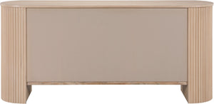 Meridian Furniture Belinda Fluted Oak Veneer Sideboard Buffet with Sleek Finish for Modern Dining Room Storage Oak 385Oak