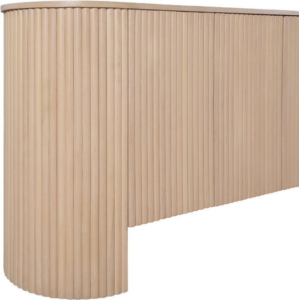 Meridian Furniture Belinda Fluted Oak Veneer Sideboard Buffet with Sleek Finish for Modern Dining Room Storage Oak 385Oak