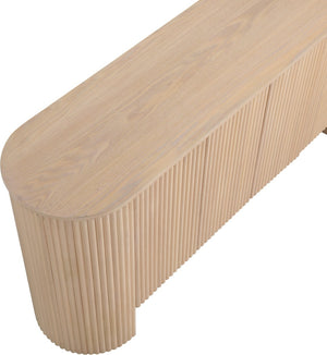 Meridian Furniture Belinda Fluted Oak Veneer Sideboard Buffet with Sleek Finish for Modern Dining Room Storage Oak 385Oak