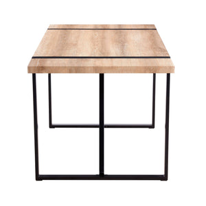 English Elm Rustic 55" Industrial Rectangular Dining Table for 4-6, 1.5" Engineered Wood Top, Black Metal Legs W1512P409971