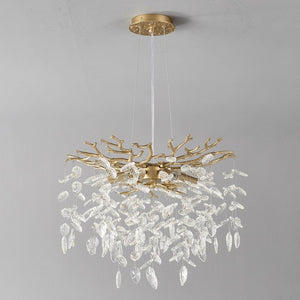 English Elm 6-light Rectangular Chandelier Seeded Glass Gold Farmhouse Fixture for Dining Rooms W5008P466531