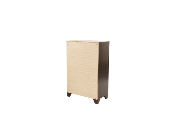 English Elm Modern Five Drawer Chest in Warm Brown Rubberwood Build with Knob Hardware Bedroom B011P448738