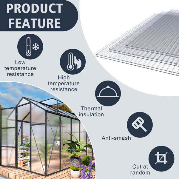 English Elm 5' 5 Ft Twin Wall Polycarbonate Greenhouse Panels 12 Pack Uv Blocking Insulated Sheets W3213P460541