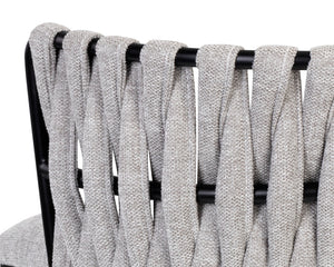 Sunpan Sarai Contemporary Barstool with Unique Weaved Backrest and Black Powder-Coated Steel Frame Belfast Heather Grey