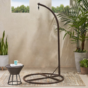 English Elm Hanging Chair Stand Freestanding Iron Base for Indoor Outdoor Patio Sunroom Use N758P414553B
