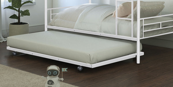 English Elm Contemporary Twin-Over-Twin Bunk Bed with Pull-Out Trundle and Built-In Ladder for Space-Saving Rooms White 80 L x 15 W x 7 H B2741P350235
