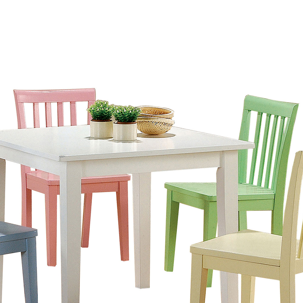 English Elm Rory Multi-Color 5-Piece Kids Table and Chairs Set — Vibrant Slat-Back Design, Durable Hardwood Playroom Fun B062P344900
