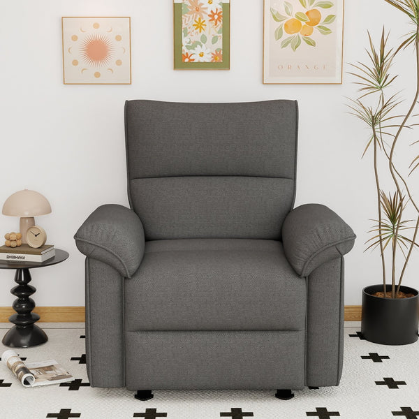 English Elm Wall Zero Wall Power Recliner Chair with Overstuffed Backrest, USB Type-C Charging Port, Space-Saving Electric Recliner for Small Rooms Dark Gray W1028S00055