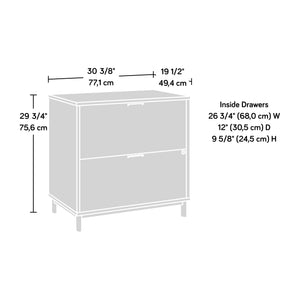English Elm Lateral File Cabinet With Acacia Wood Finish – Stylish, Secure Storage For Compact Workspaces B356P354434