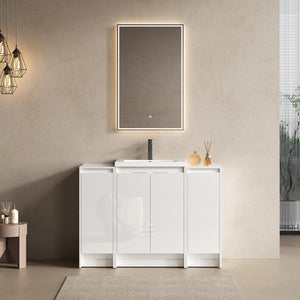 English Elm 48" Freestanding Bathroom Vanity With Resin Sink & Dual Storage Cabinets For Modern Elegance W999S00424